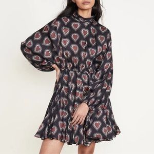 Rhode Caroline Mock Neck Mini Dress Ebony Heart